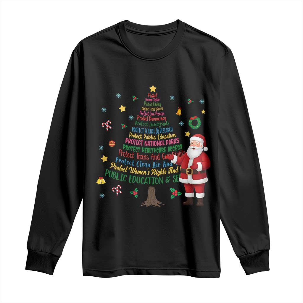 Pro Democracy Activist Christmas Tree Long Sleeve Shirt Human Rights Xmas Gift - Wonder Print Shop