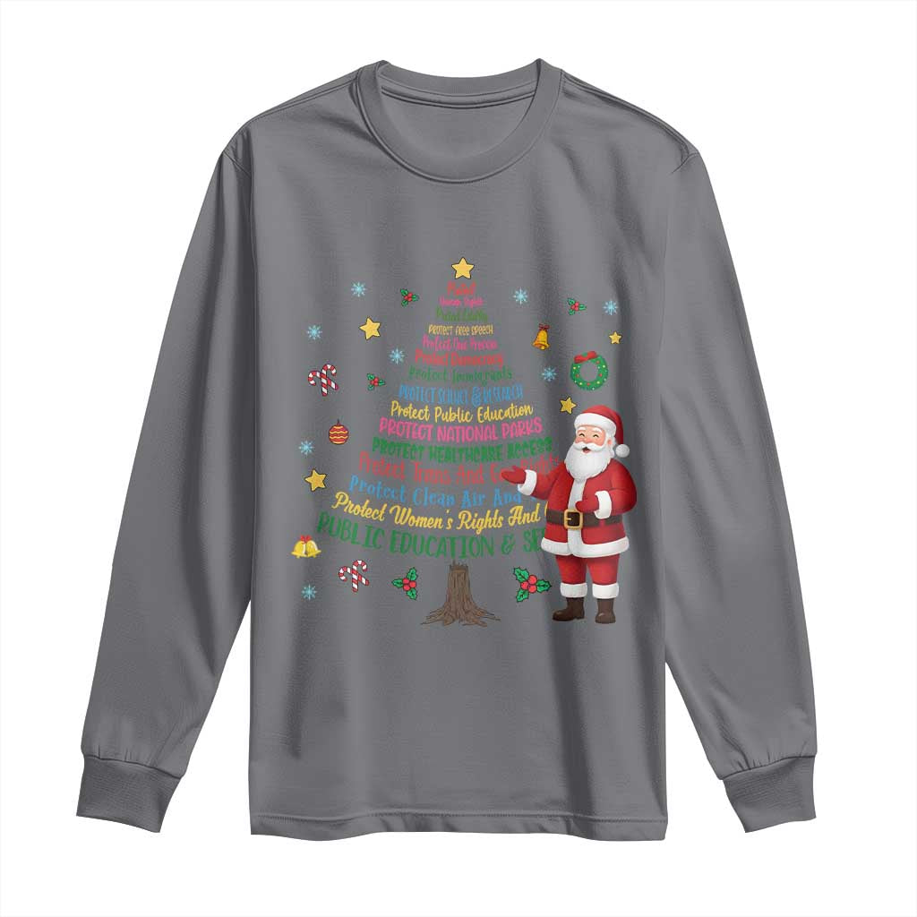 Pro Democracy Activist Christmas Tree Long Sleeve Shirt Human Rights Xmas Gift - Wonder Print Shop