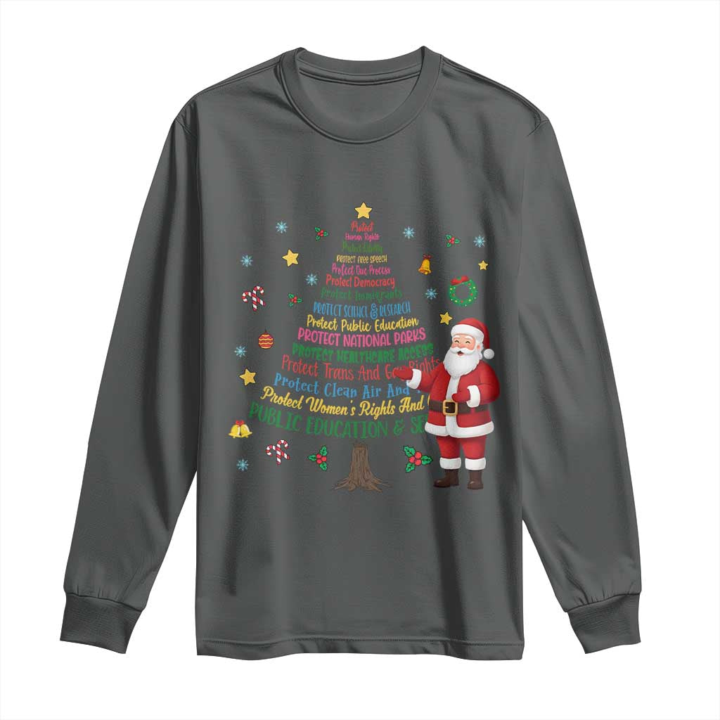 Pro Democracy Activist Christmas Tree Long Sleeve Shirt Human Rights Xmas Gift - Wonder Print Shop