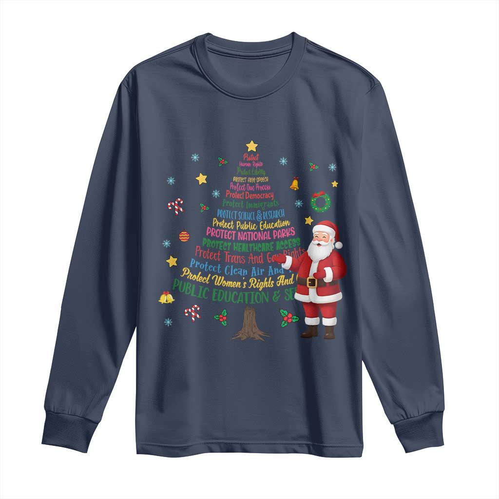 Pro Democracy Activist Christmas Tree Long Sleeve Shirt Human Rights Xmas Gift - Wonder Print Shop