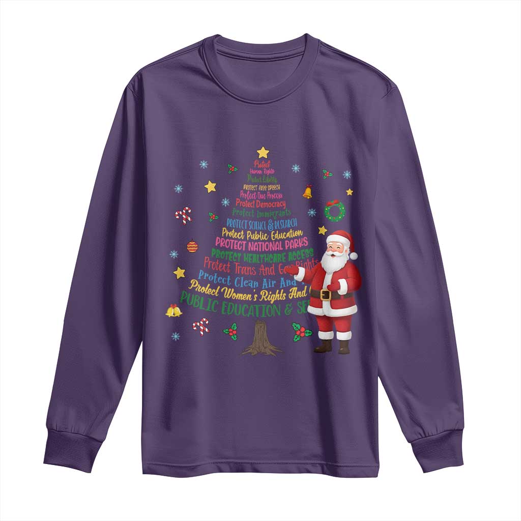 Pro Democracy Activist Christmas Tree Long Sleeve Shirt Human Rights Xmas Gift - Wonder Print Shop