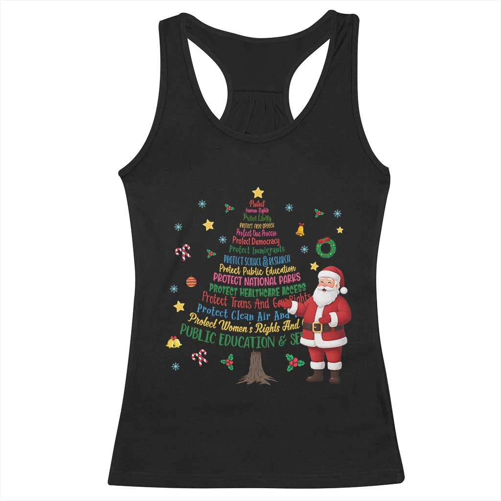 Pro Democracy Activist Christmas Tree Racerback Tank Top Human Rights Xmas Gift - Wonder Print Shop