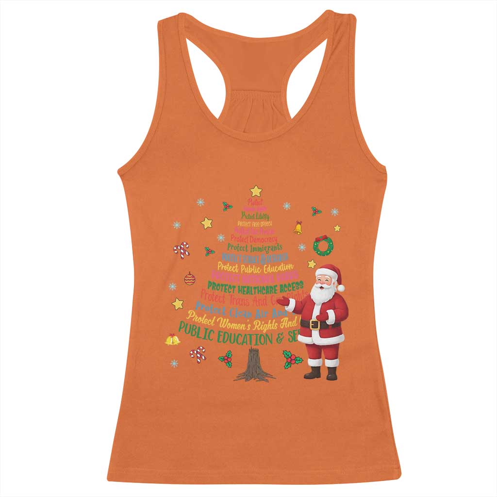 Pro Democracy Activist Christmas Tree Racerback Tank Top Human Rights Xmas Gift - Wonder Print Shop