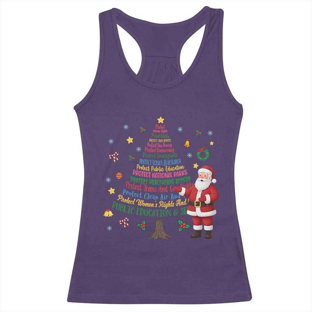 Pro Democracy Activist Christmas Tree Racerback Tank Top Human Rights Xmas Gift - Wonder Print Shop