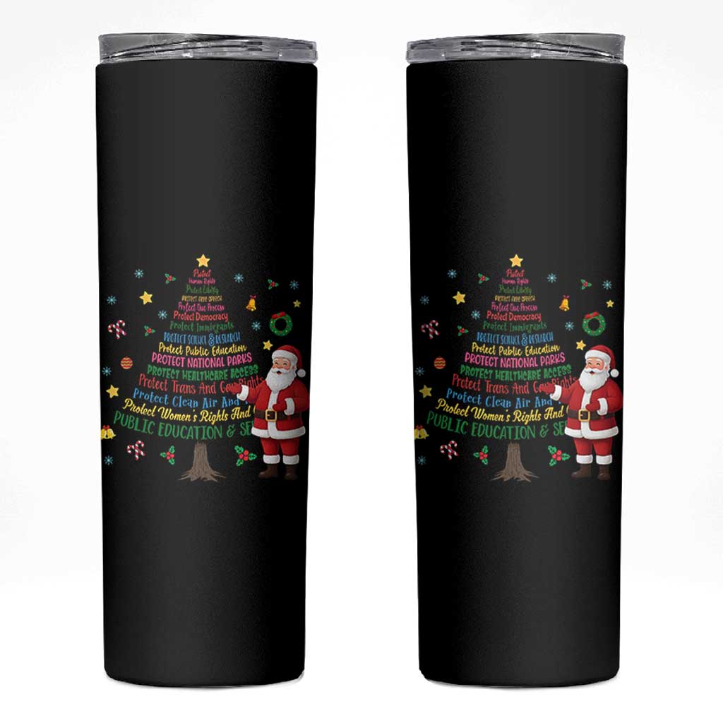 Pro Democracy Activist Christmas Tree Skinny Tumbler Human Rights Xmas Gift - Wonder Print Shop