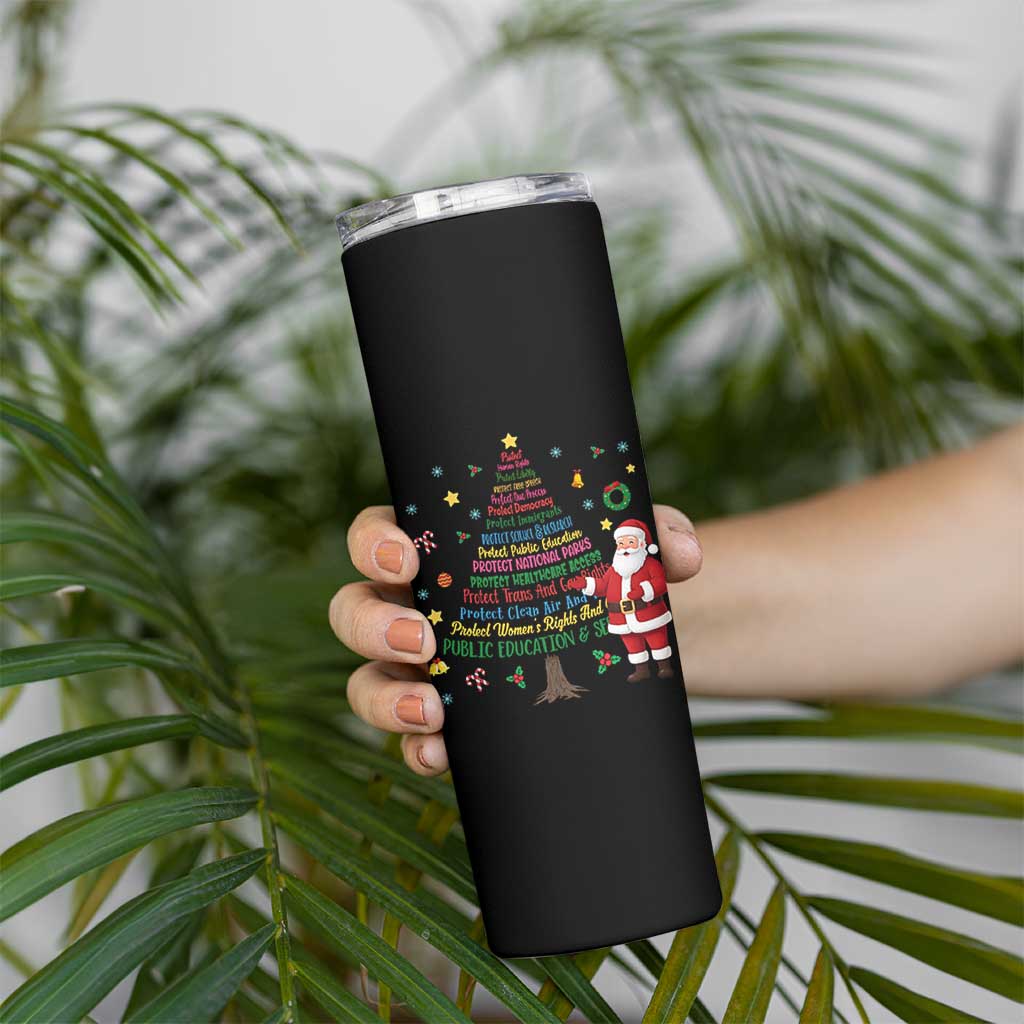 Pro Democracy Activist Christmas Tree Skinny Tumbler Human Rights Xmas Gift - Wonder Print Shop