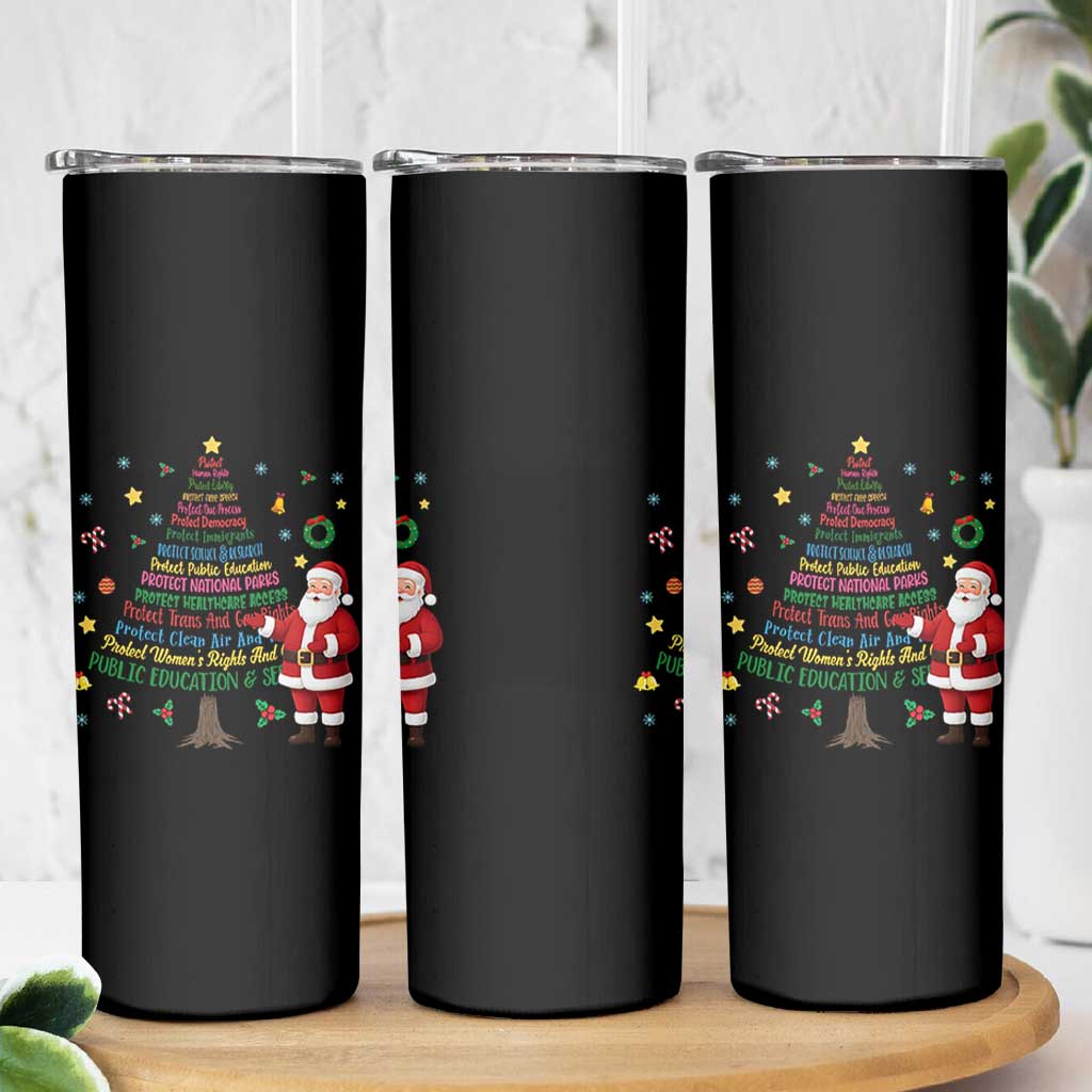 Pro Democracy Activist Christmas Tree Skinny Tumbler Human Rights Xmas Gift - Wonder Print Shop