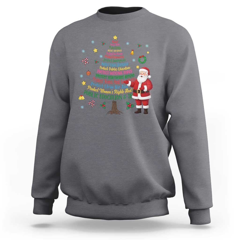 Pro Democracy Activist Christmas Tree Sweatshirt Human Rights Xmas Gift - Wonder Print Shop
