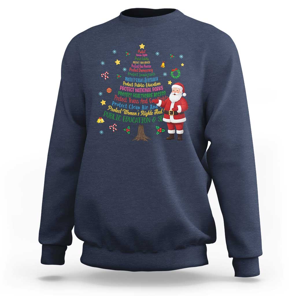 Pro Democracy Activist Christmas Tree Sweatshirt Human Rights Xmas Gift - Wonder Print Shop
