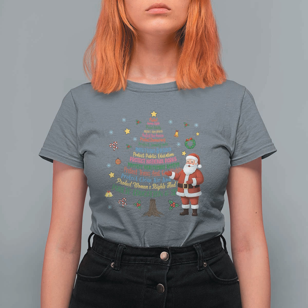 Pro Democracy Activist Christmas Tree T Shirt For Women Human Rights Xmas Gift - Wonder Print Shop