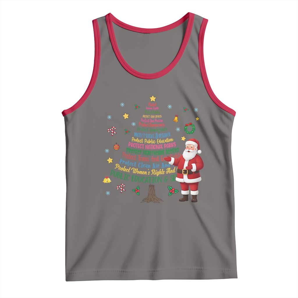 Pro Democracy Activist Christmas Tree Tank Top Human Rights Xmas Gift - Wonder Print Shop