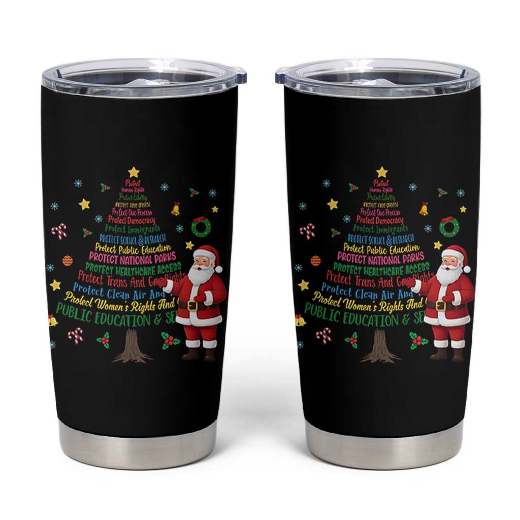 Pro Democracy Activist Christmas Tree Tumbler Cup Human Rights Xmas Gift - Wonder Print Shop
