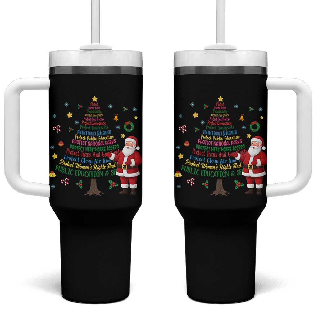 Pro Democracy Activist Christmas Tree Tumbler With Handle Human Rights Xmas Gift - Wonder Print Shop