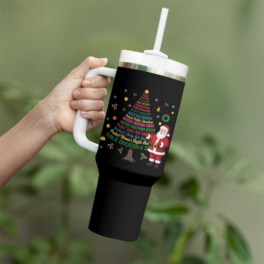 Pro Democracy Activist Christmas Tree Tumbler With Handle Human Rights Xmas Gift - Wonder Print Shop