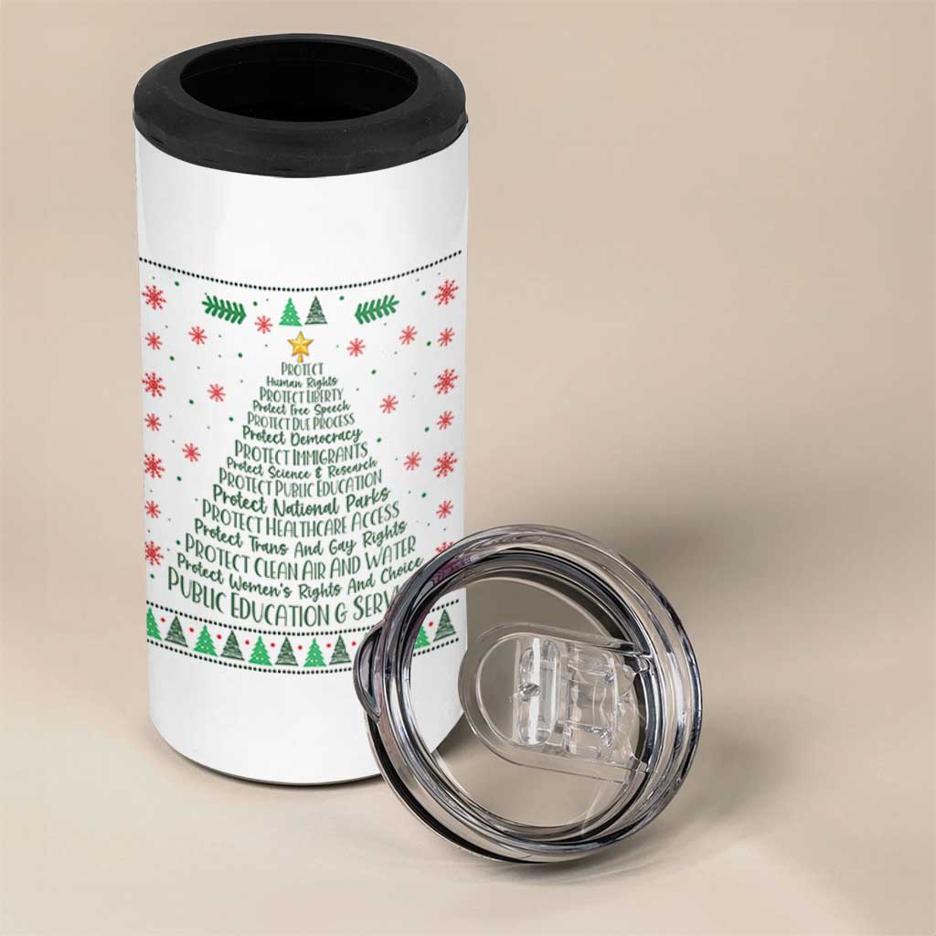 Ugly Activist Christmas Tree 4 in 1 Can Cooler Tumbler Human Rights Xmas Gift - Wonder Print Shop