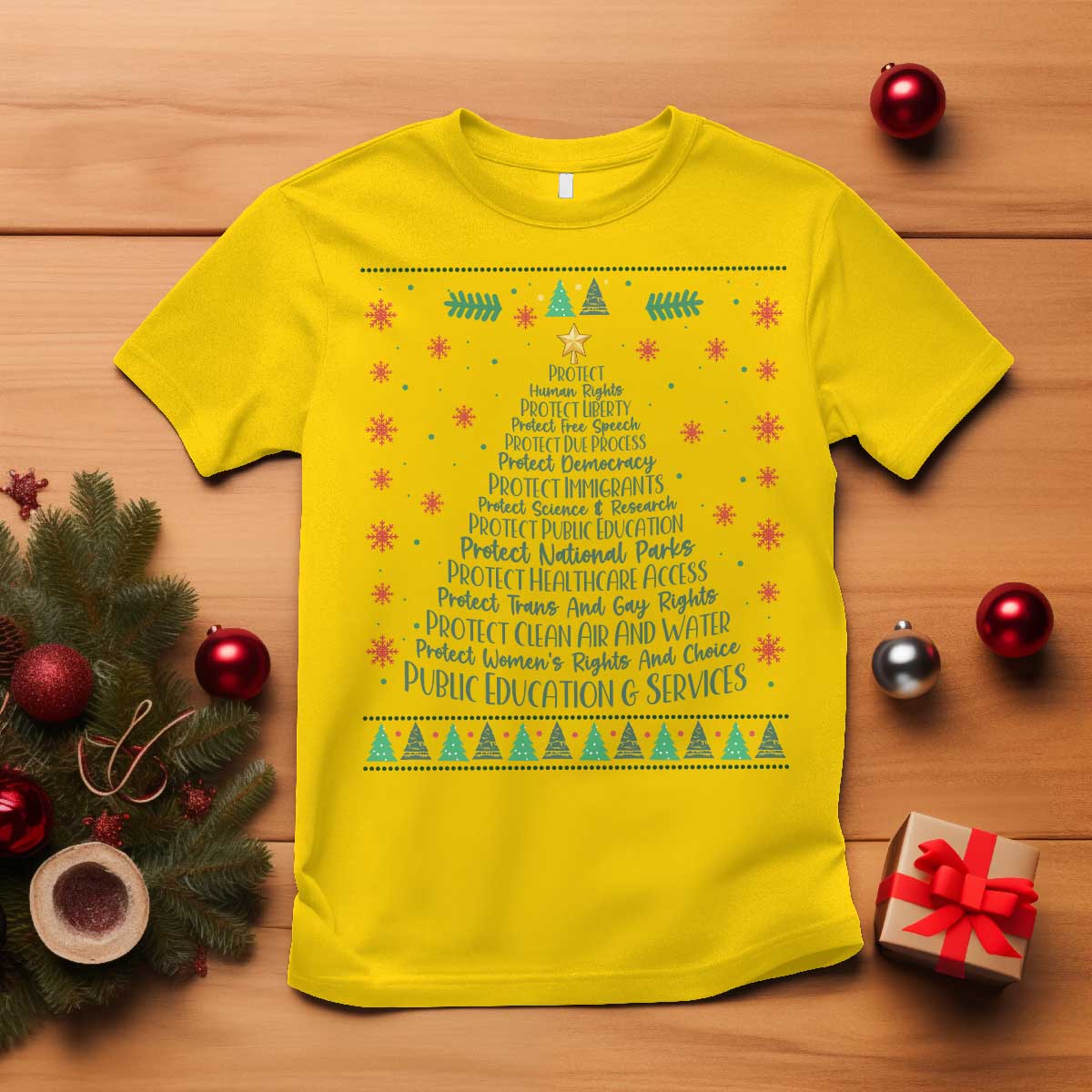Ugly Activist Christmas Tree T Shirt Human Rights Xmas Gift - Wonder Print Shop