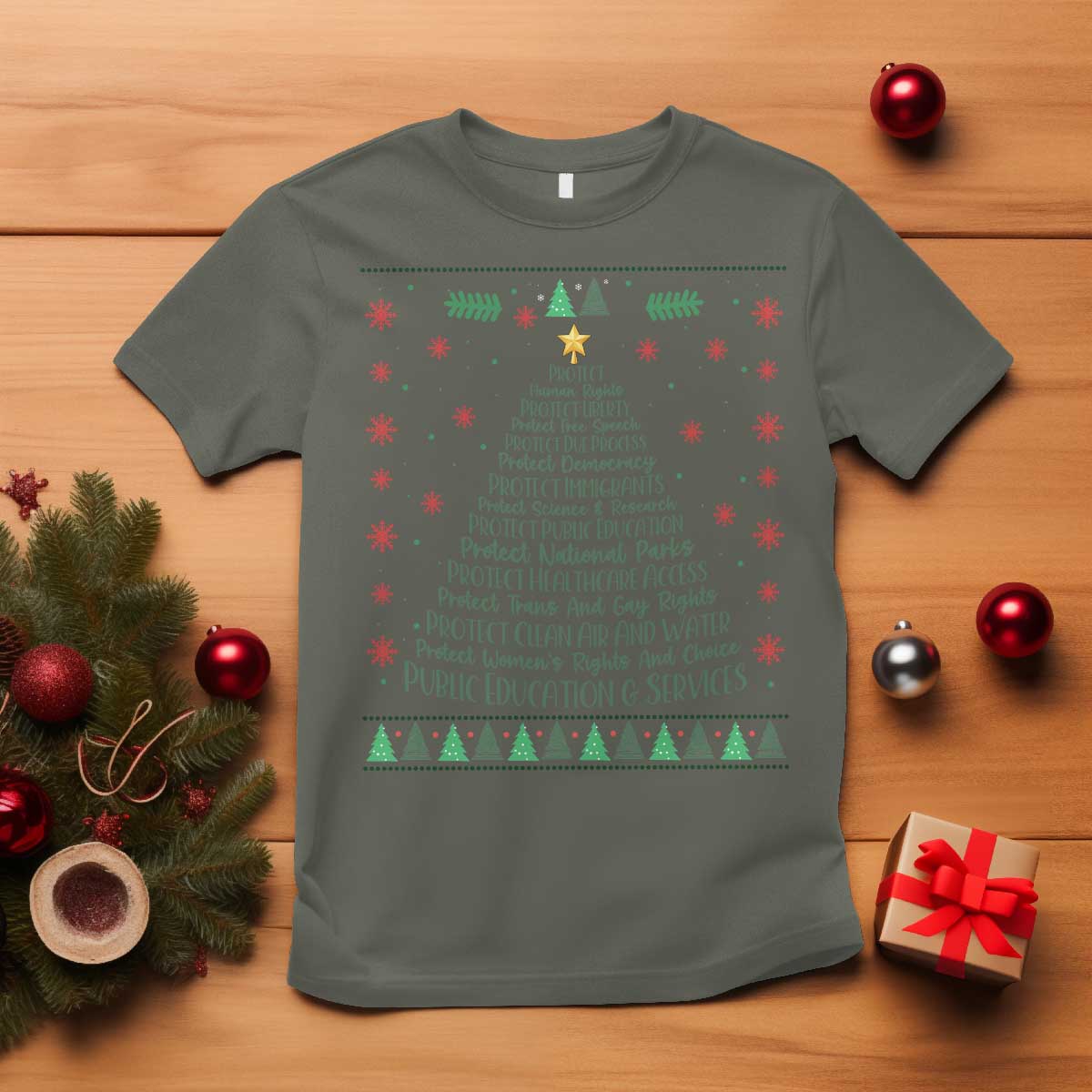 Ugly Activist Christmas Tree T Shirt Human Rights Xmas Gift - Wonder Print Shop
