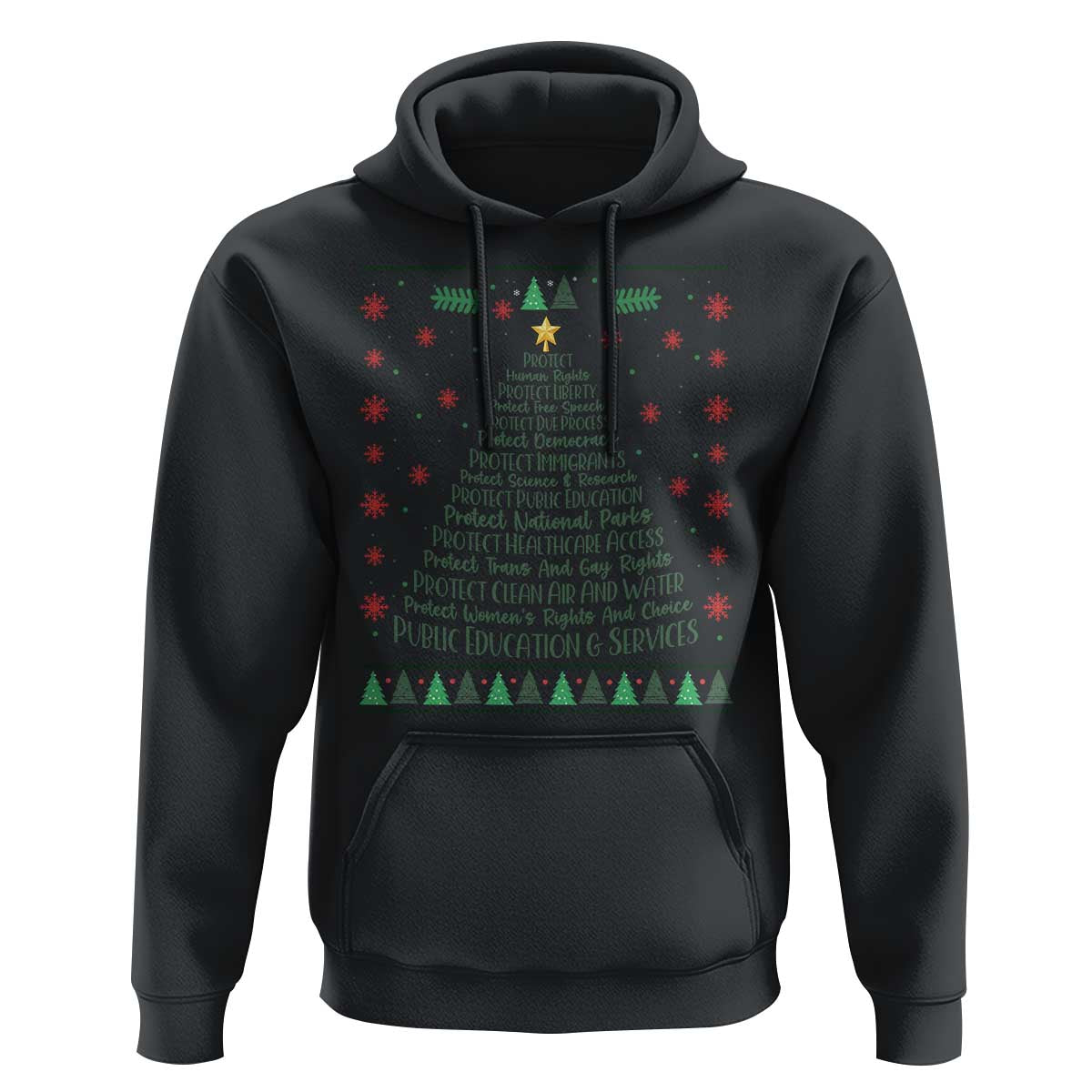 Ugly Activist Christmas Tree Hoodie Human Rights Xmas Gift - Wonder Print Shop