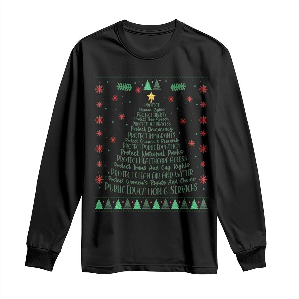 Ugly Activist Christmas Tree Long Sleeve Shirt Human Rights Xmas Gift - Wonder Print Shop