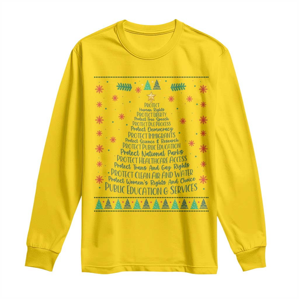 Ugly Activist Christmas Tree Long Sleeve Shirt Human Rights Xmas Gift - Wonder Print Shop