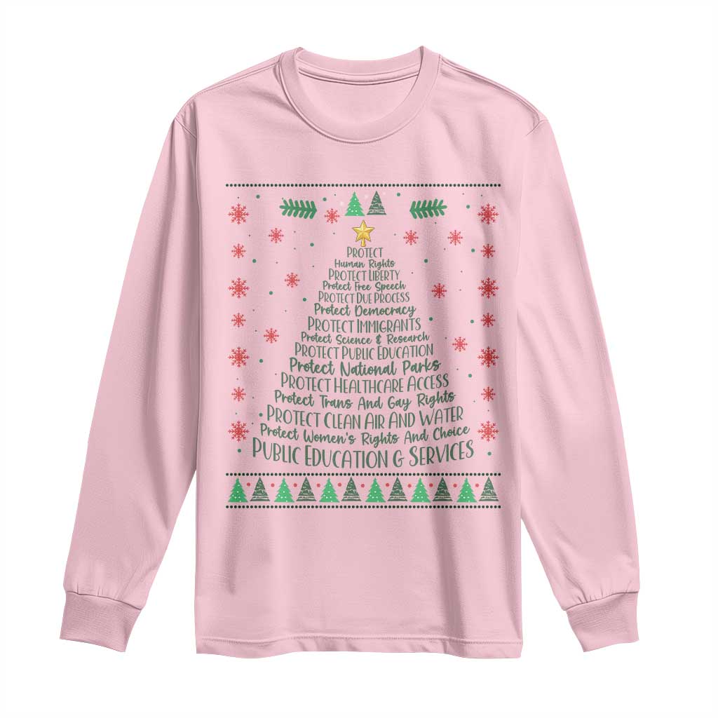 Ugly Activist Christmas Tree Long Sleeve Shirt Human Rights Xmas Gift - Wonder Print Shop