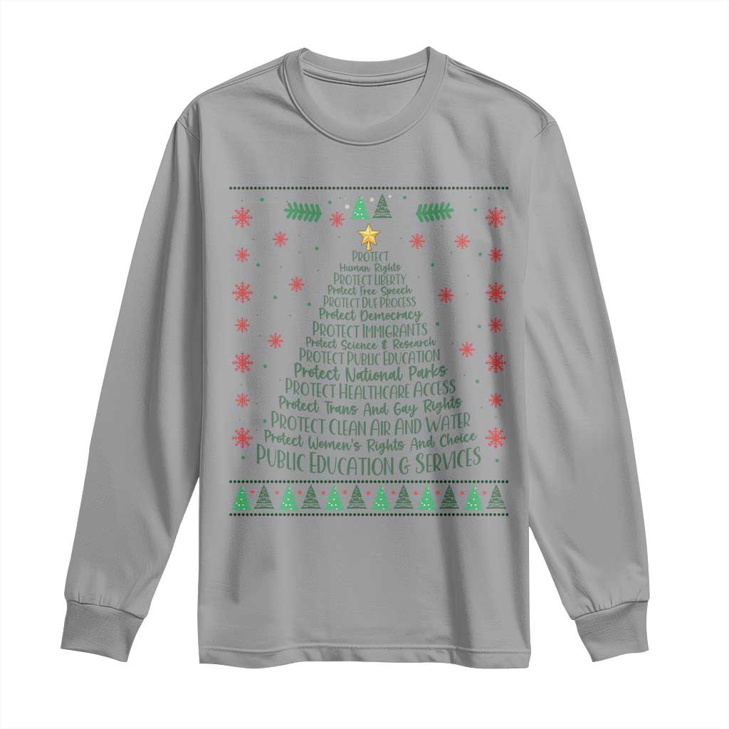 Ugly Activist Christmas Tree Long Sleeve Shirt Human Rights Xmas Gift - Wonder Print Shop