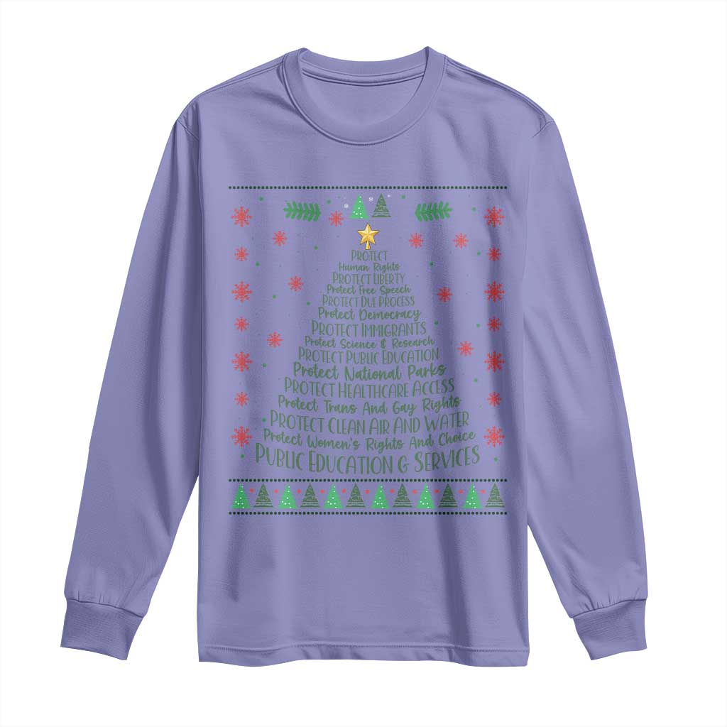 Ugly Activist Christmas Tree Long Sleeve Shirt Human Rights Xmas Gift - Wonder Print Shop