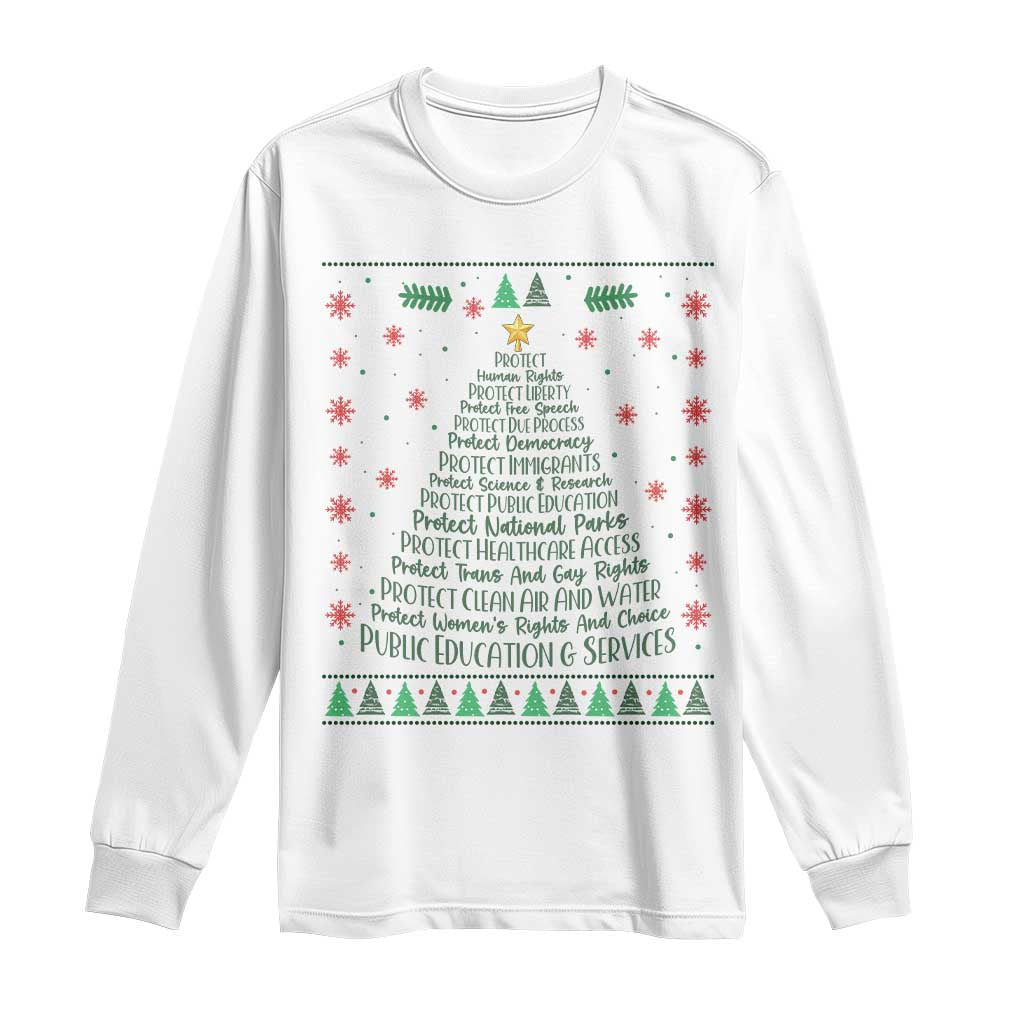 Ugly Activist Christmas Tree Long Sleeve Shirt Human Rights Xmas Gift - Wonder Print Shop