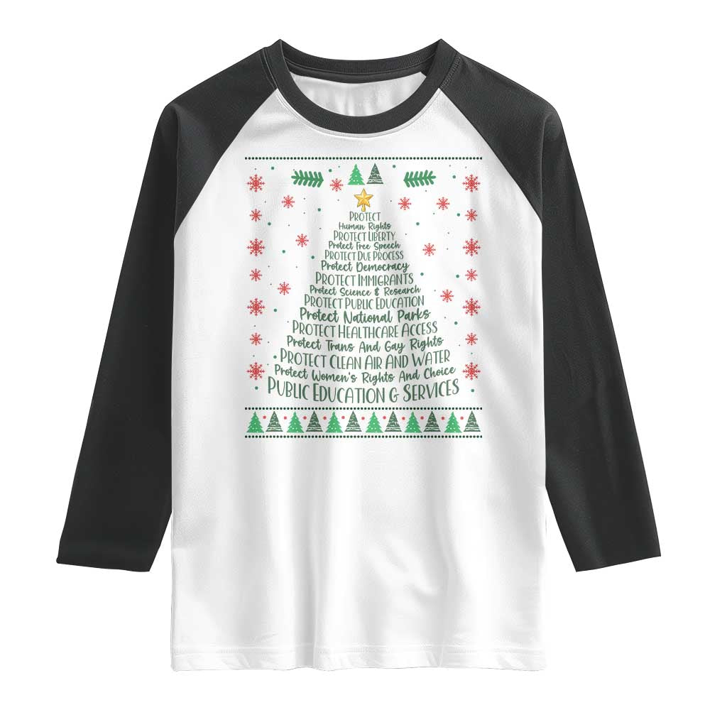 Ugly Activist Christmas Tree Raglan Shirt Human Rights Xmas Gift - Wonder Print Shop