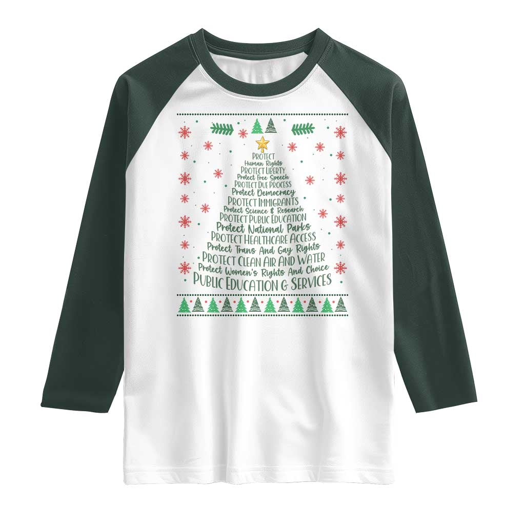 Ugly Activist Christmas Tree Raglan Shirt Human Rights Xmas Gift - Wonder Print Shop