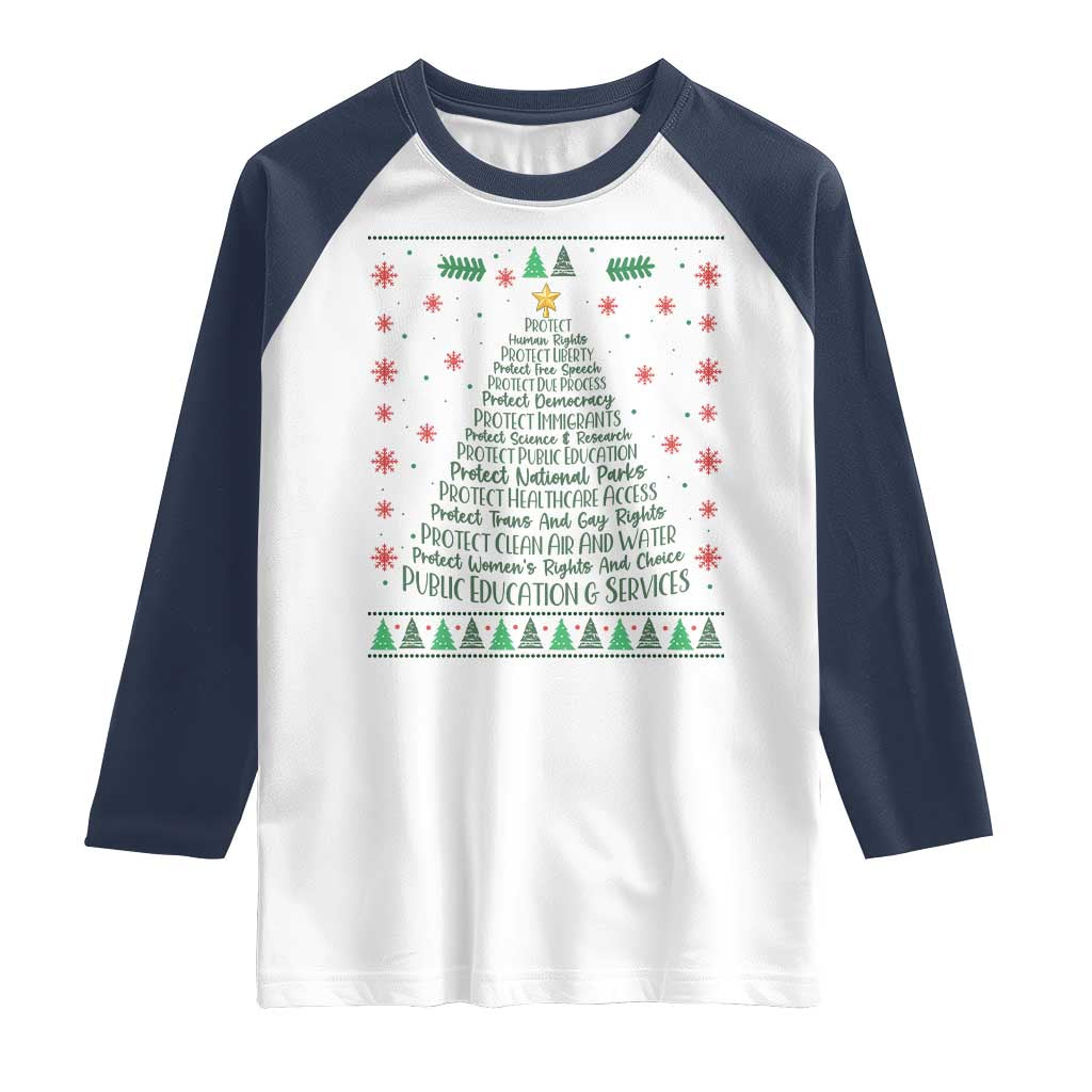 Ugly Activist Christmas Tree Raglan Shirt Human Rights Xmas Gift - Wonder Print Shop