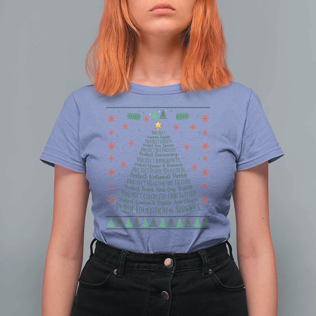 Ugly Activist Christmas Tree T Shirt For Women Human Rights Xmas Gift - Wonder Print Shop