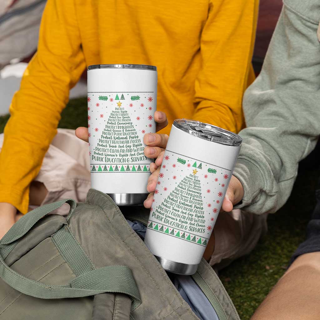 Ugly Activist Christmas Tree Tumbler Cup Human Rights Xmas Gift - Wonder Print Shop