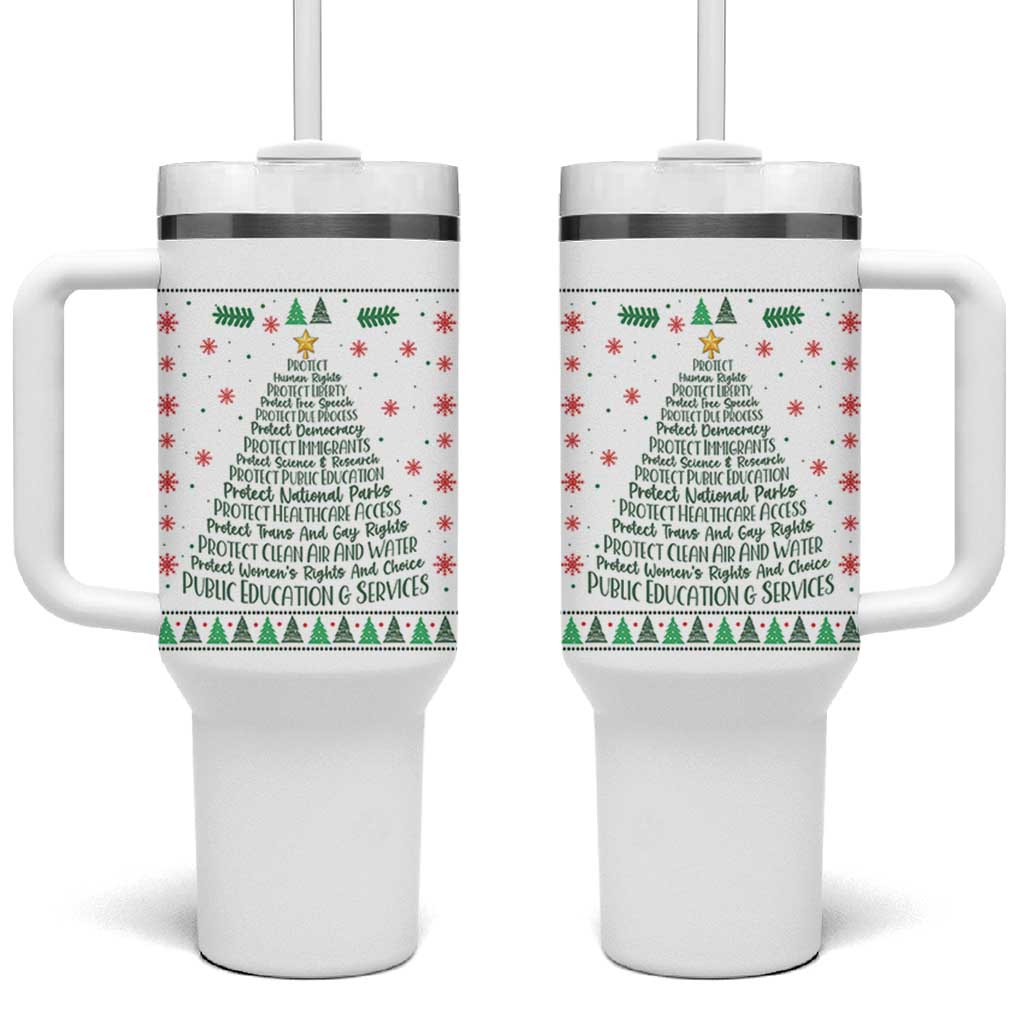 Ugly Activist Christmas Tree Tumbler With Handle Human Rights Xmas Gift - Wonder Print Shop
