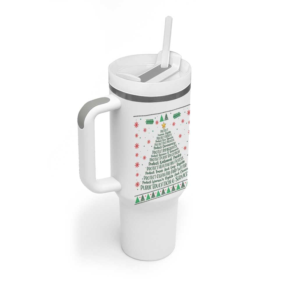 Ugly Activist Christmas Tree Tumbler With Handle Human Rights Xmas Gift - Wonder Print Shop