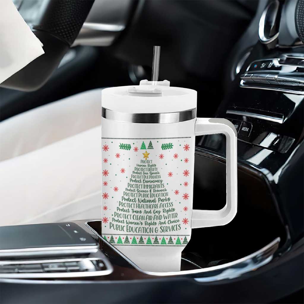 Ugly Activist Christmas Tree Tumbler With Handle Human Rights Xmas Gift - Wonder Print Shop