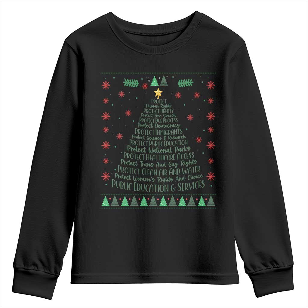 Ugly Activist Christmas Tree Youth Sweatshirt Human Rights Xmas Gift - Wonder Print Shop