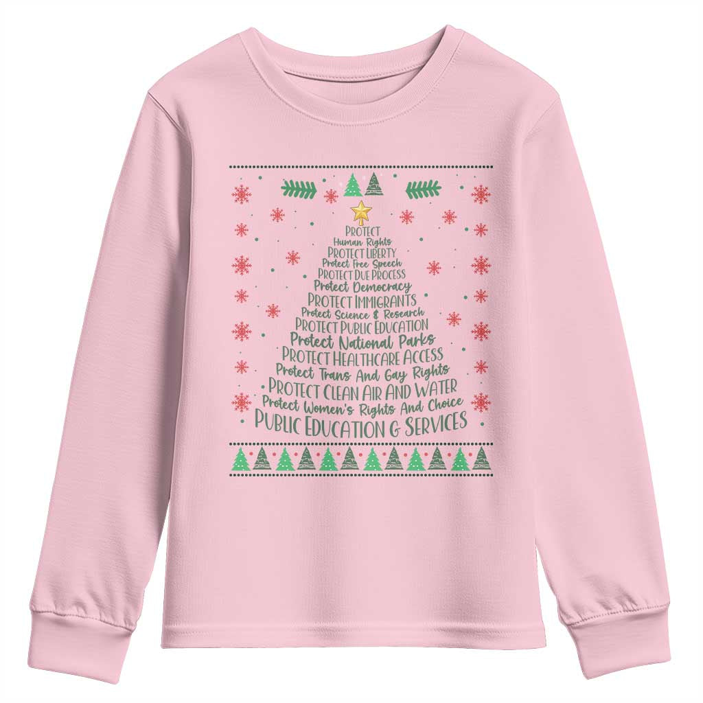 Ugly Activist Christmas Tree Youth Sweatshirt Human Rights Xmas Gift - Wonder Print Shop