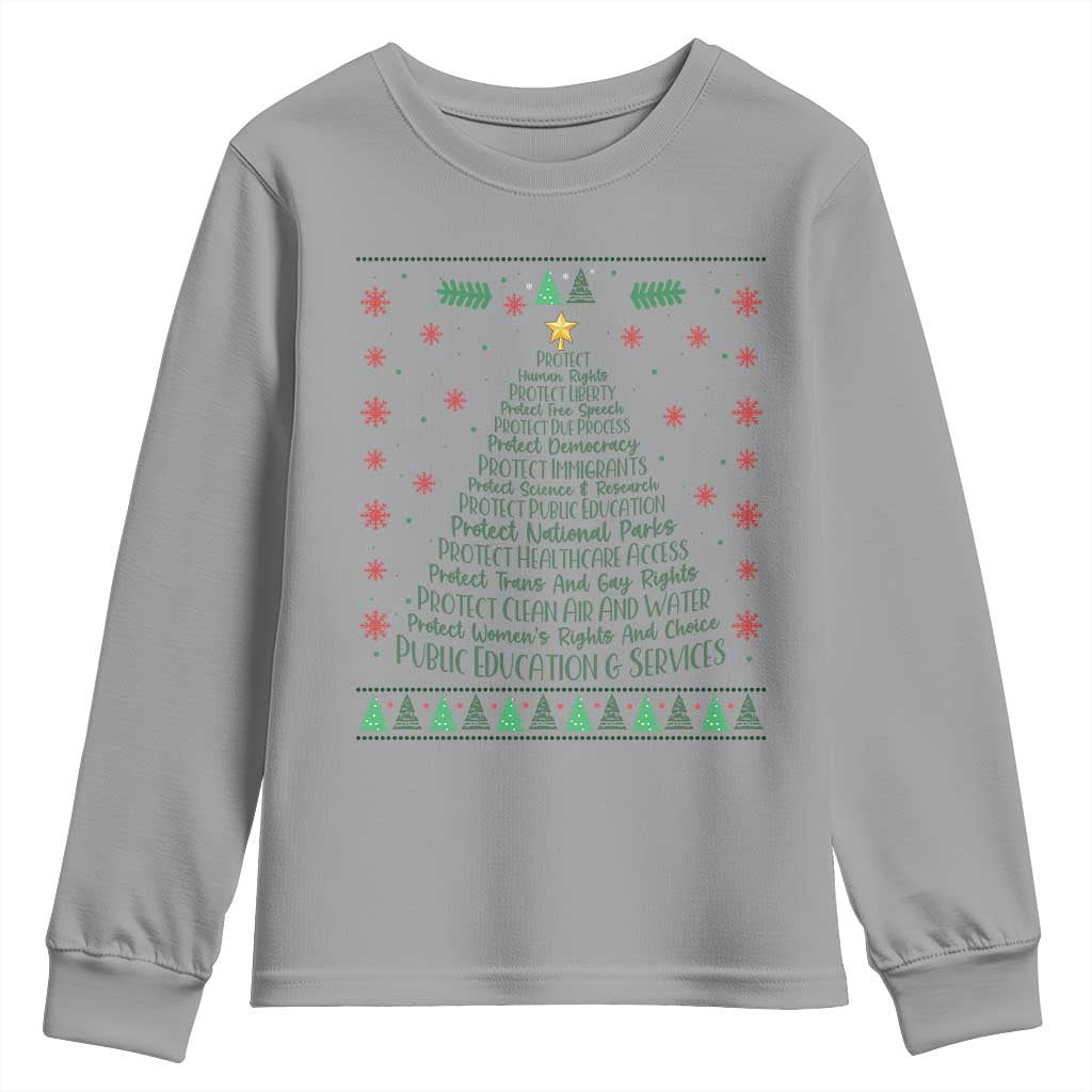 Ugly Activist Christmas Tree Youth Sweatshirt Human Rights Xmas Gift - Wonder Print Shop