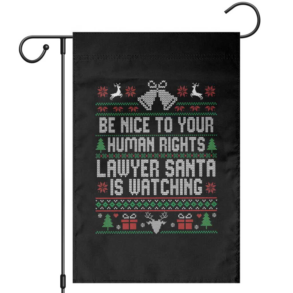 Christmas Ugly Gift Garden Flag Funny Human Rights Lawyer Santa Is Watching - Wonder Print Shop