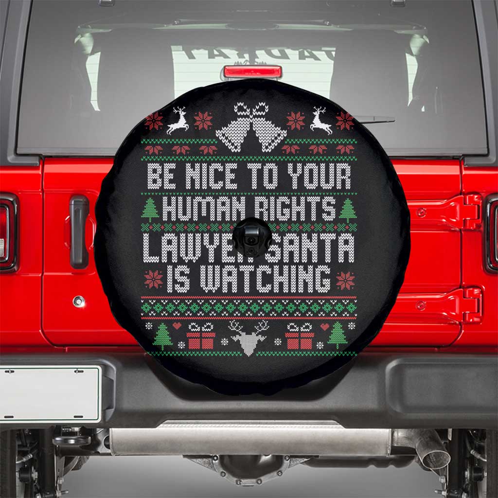 Christmas Ugly Gift Spare Tire Cover Funny Human Rights Lawyer Santa Is Watching - Wonder Print Shop