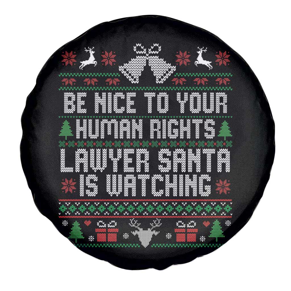 Christmas Ugly Gift Spare Tire Cover Funny Human Rights Lawyer Santa Is Watching - Wonder Print Shop