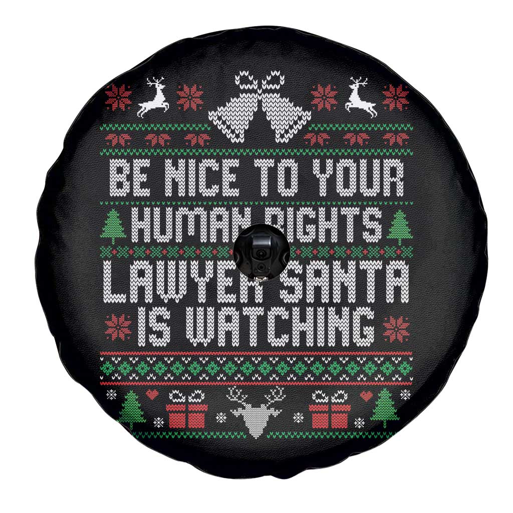 Christmas Ugly Gift Spare Tire Cover Funny Human Rights Lawyer Santa Is Watching - Wonder Print Shop
