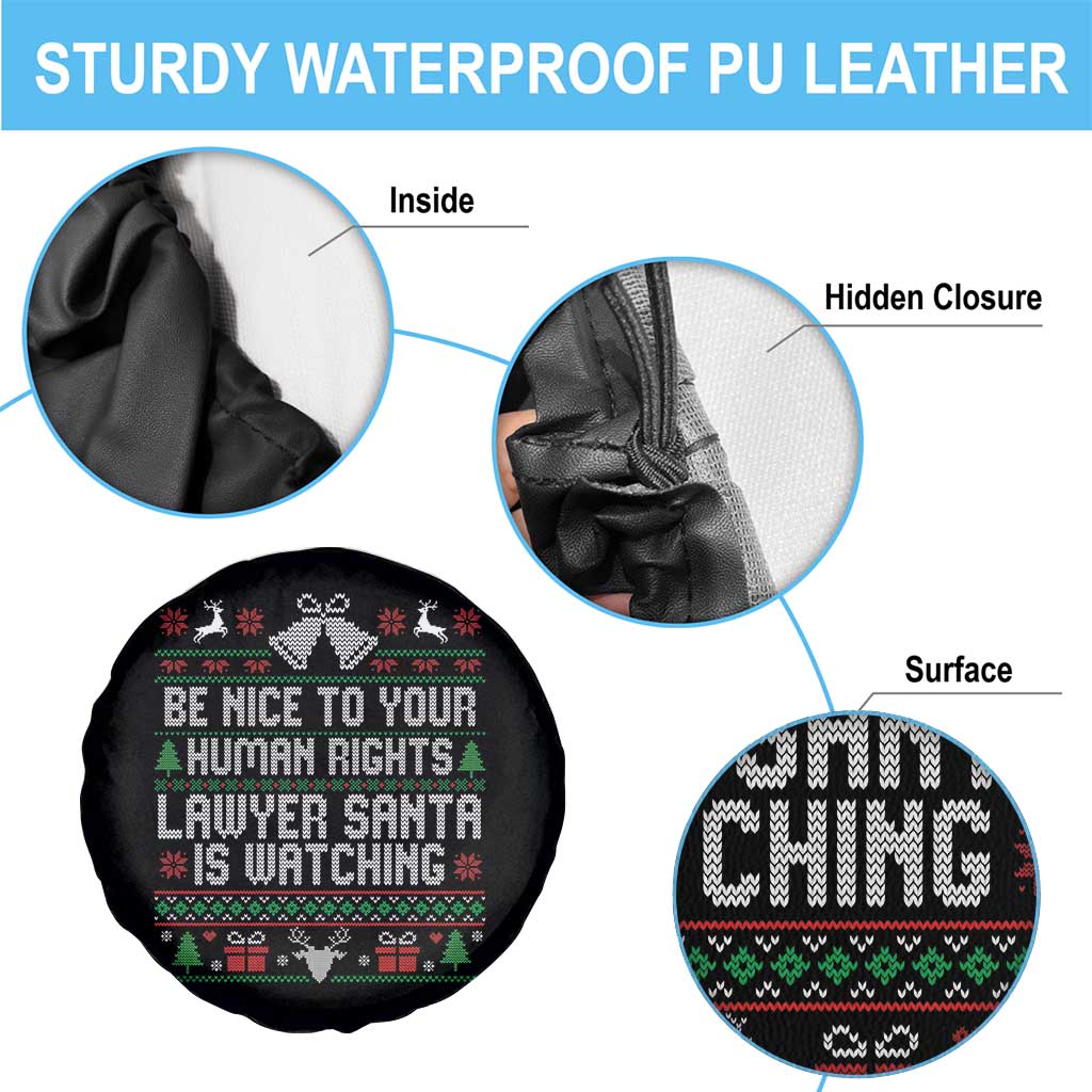 Christmas Ugly Gift Spare Tire Cover Funny Human Rights Lawyer Santa Is Watching - Wonder Print Shop