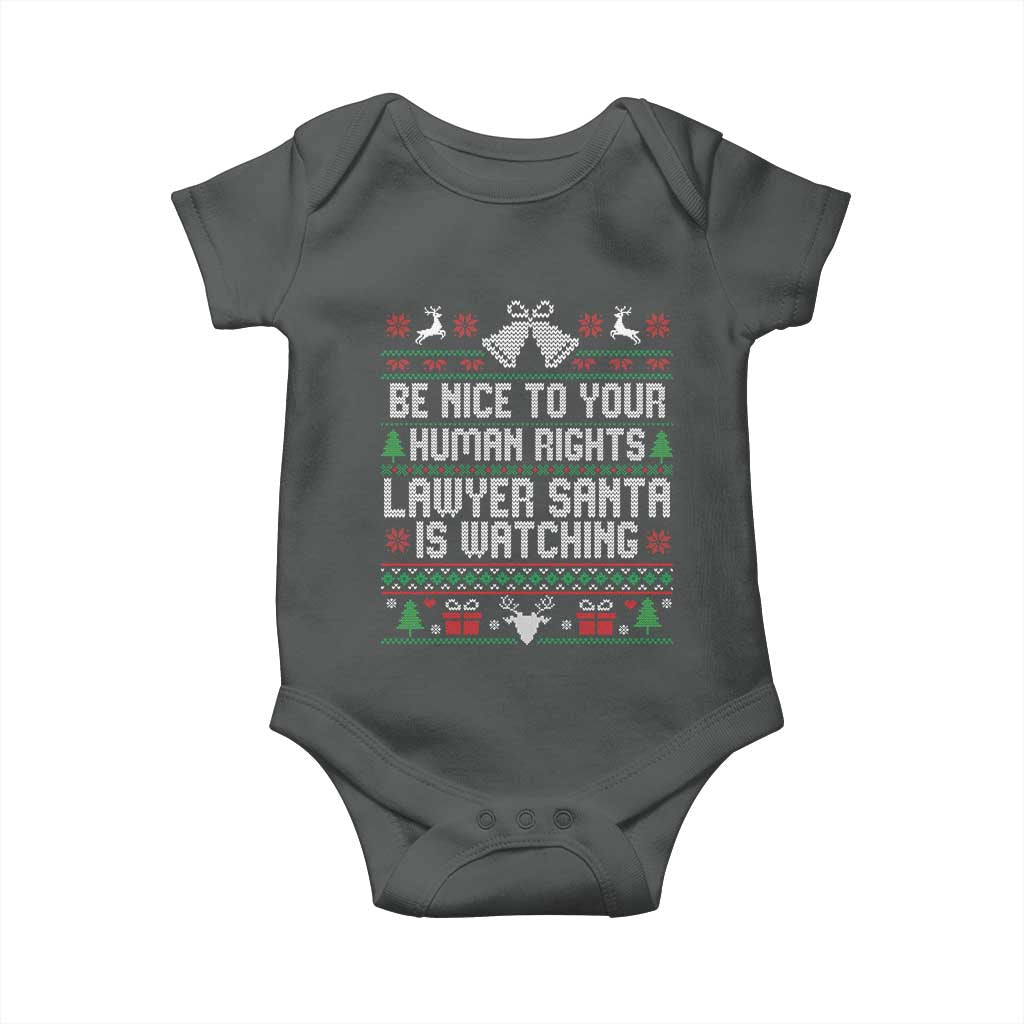 Christmas Ugly Gift Baby Onesie Funny Human Rights Lawyer Santa Is Watching - Wonder Print Shop
