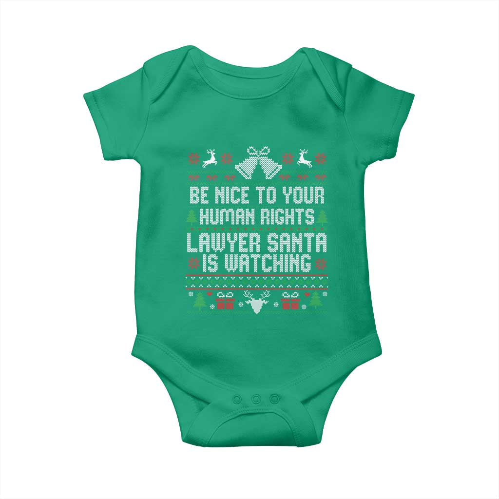 Christmas Ugly Gift Baby Onesie Funny Human Rights Lawyer Santa Is Watching - Wonder Print Shop