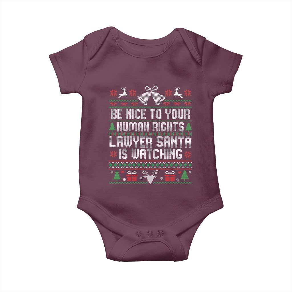 Christmas Ugly Gift Baby Onesie Funny Human Rights Lawyer Santa Is Watching - Wonder Print Shop