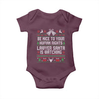 Christmas Ugly Gift Baby Onesie Funny Human Rights Lawyer Santa Is Watching - Wonder Print Shop