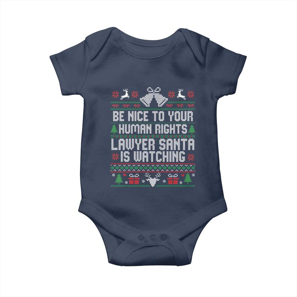 Christmas Ugly Gift Baby Onesie Funny Human Rights Lawyer Santa Is Watching - Wonder Print Shop