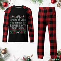 Christmas Ugly Gift Plaid Pajama Set Funny Human Rights Lawyer Santa Is Watching - Wonder Print Shop